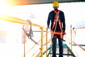Construction,Worker,Use,Safety,Harness,And,Safety,Line,Working,On